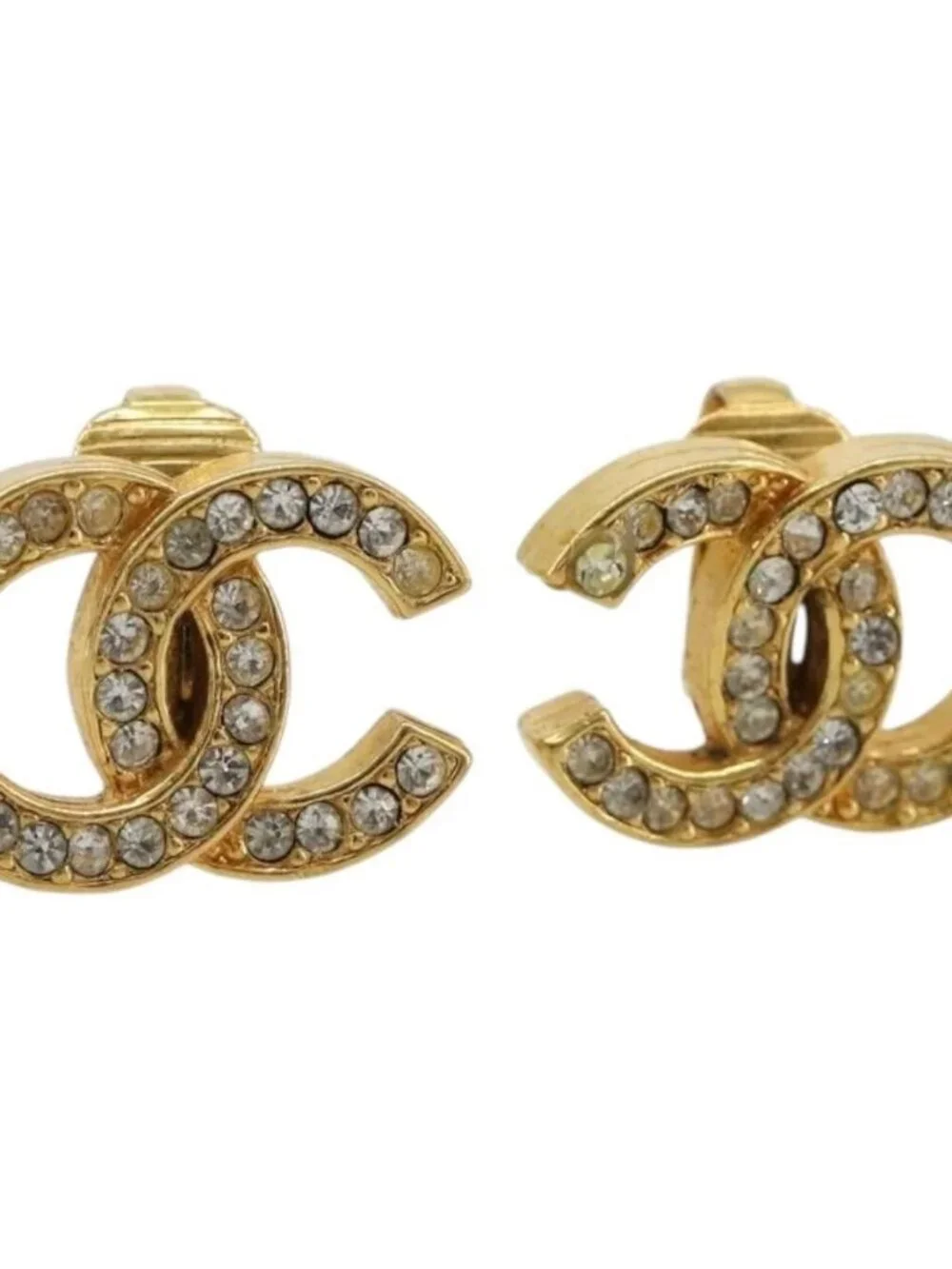 CHANEL Earring metal Gold Tone CC Auth 183505